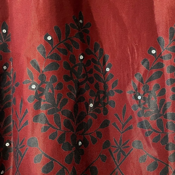 H&M A Line Burgundy Skirt Sequins Leaf Geometric Design Size 12 - Picture 6 of 10